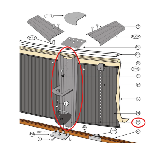 Profilo verticale per piscina fuori terra Gre PLVG12121295
