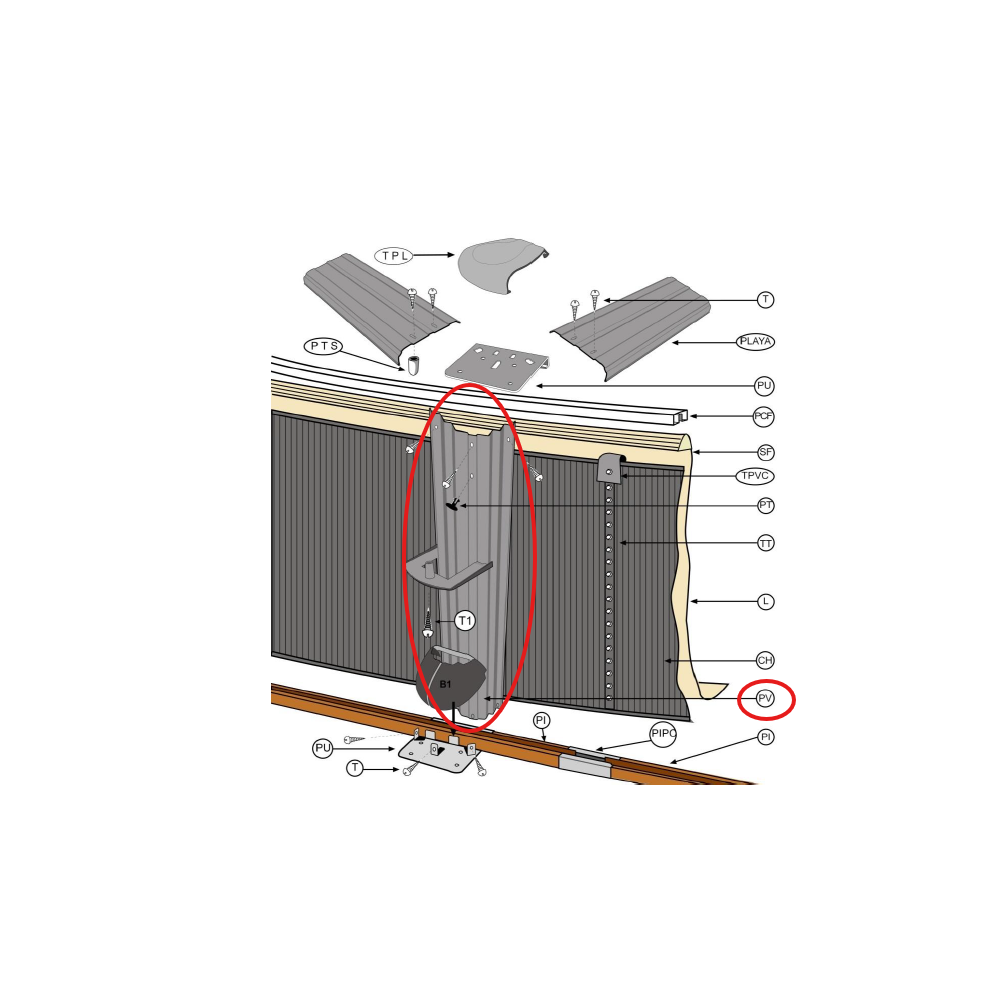 Profilo verticale per piscina fuori terra Gre PLVG12121295